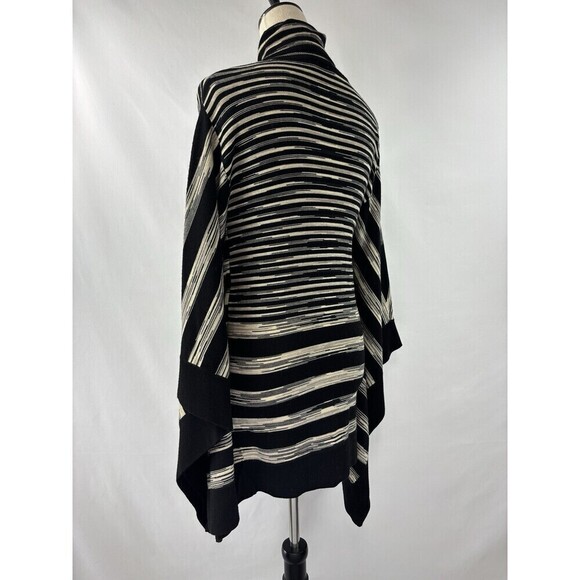 Karen Millen Sweater Cape Black Cream Tan Grey Space Dye Stripe 2 Poncho - Picture 2 of 11